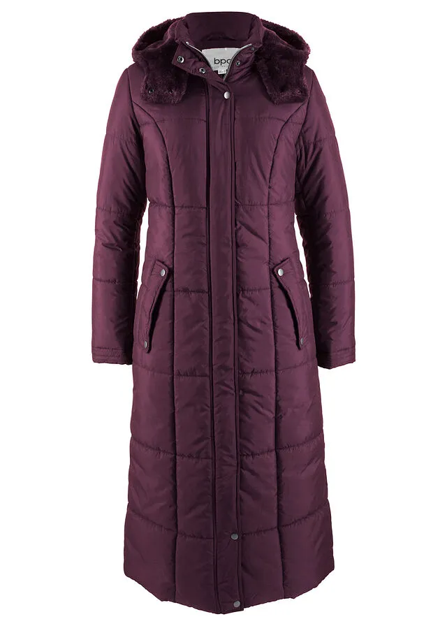 LONG PADDED COAT  ELDERBERRY