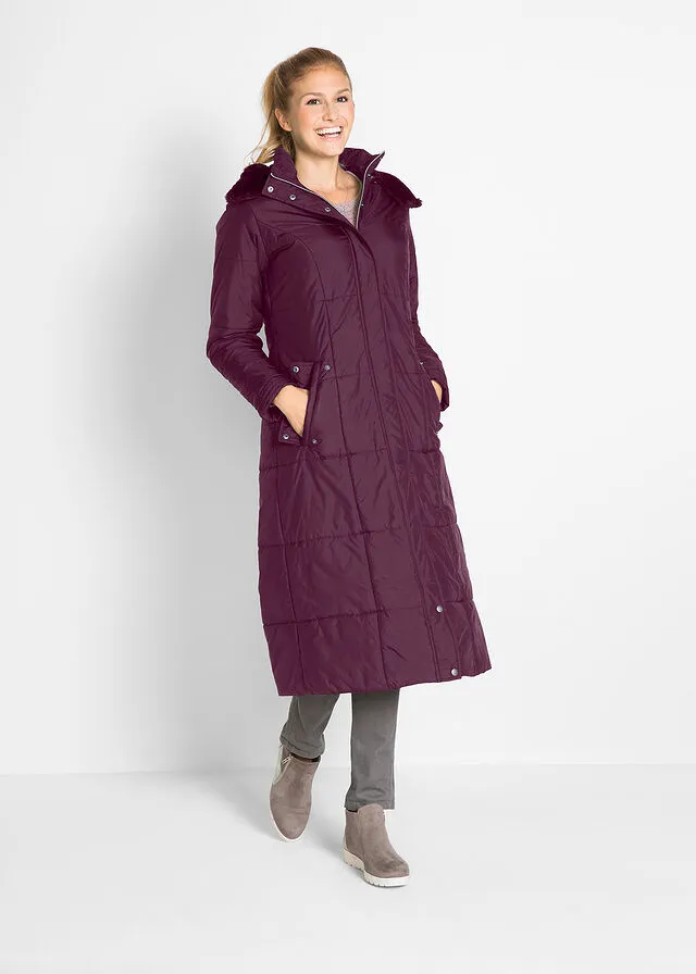 LONG PADDED COAT  ELDERBERRY