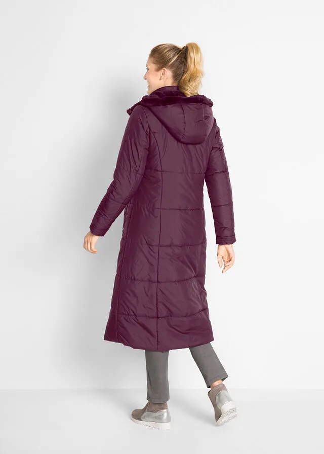 LONG PADDED COAT  ELDERBERRY
