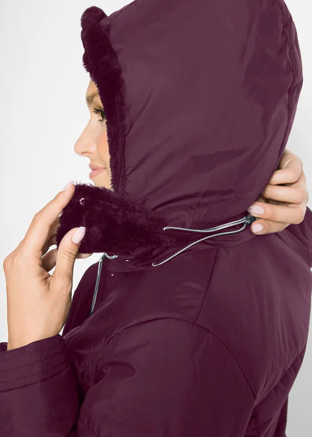 LONG PADDED COAT  ELDERBERRY