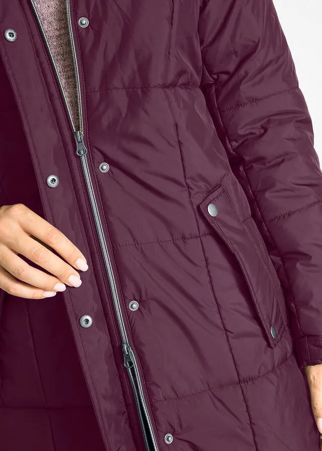 LONG PADDED COAT  ELDERBERRY