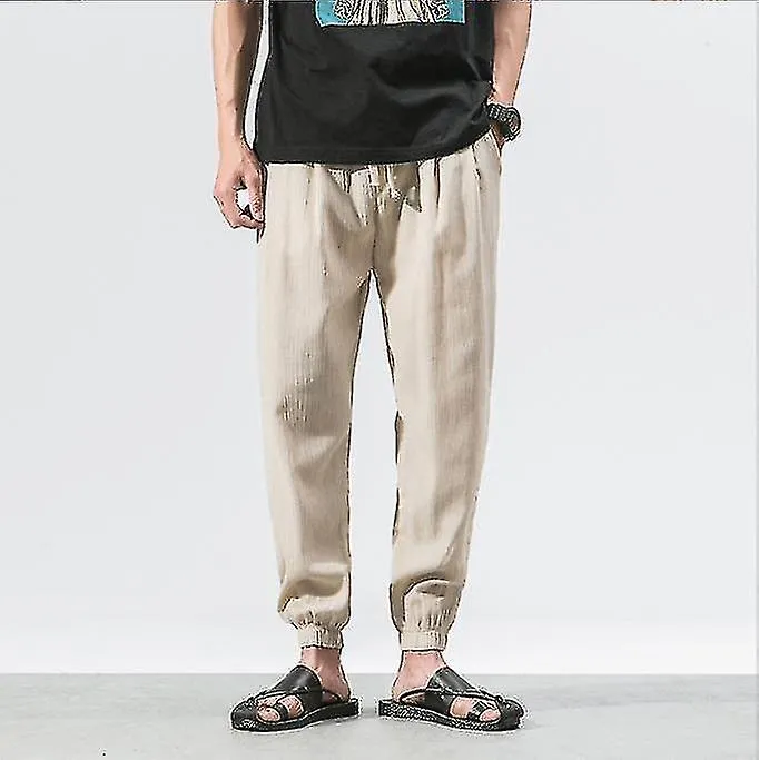Loose wide leg drop crotch linen harem pants for men WHBYV