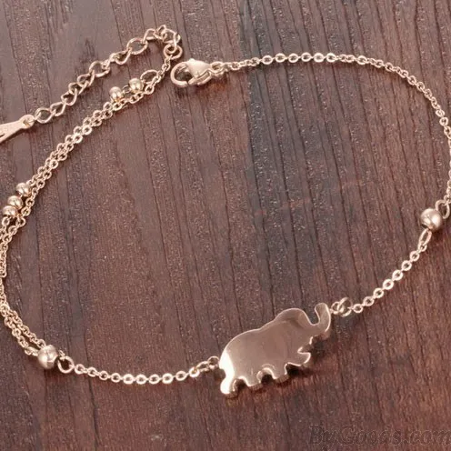 Rose Gold Elephant Diamond Anklet Foot Jewelry