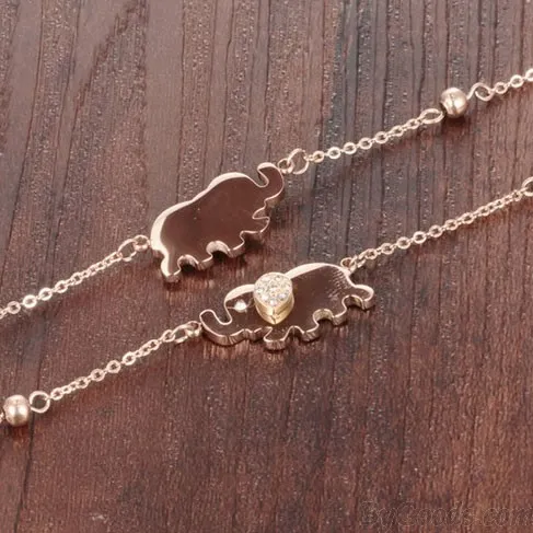 Rose Gold Elephant Diamond Anklet Foot Jewelry