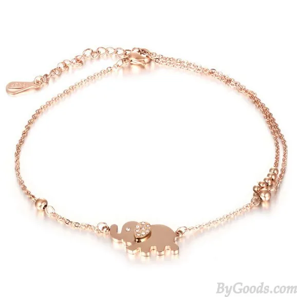 Rose Gold Elephant Diamond Anklet Foot Jewelry