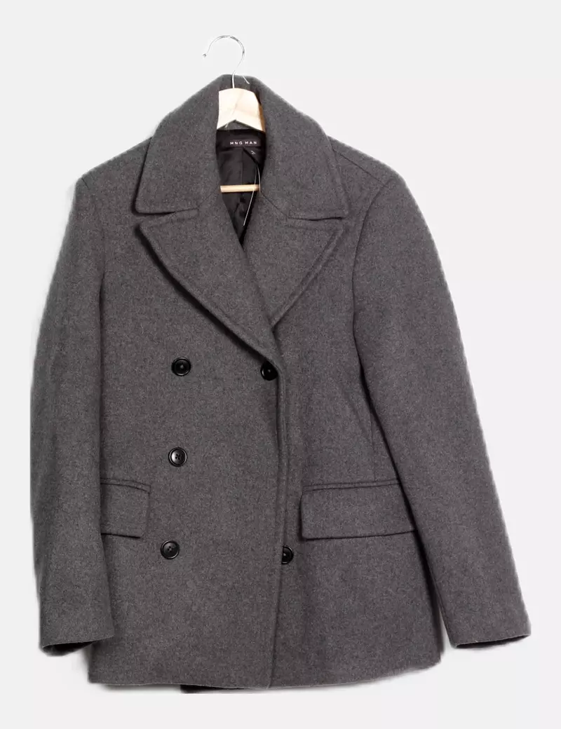 Mango Short Grey Wool Coat