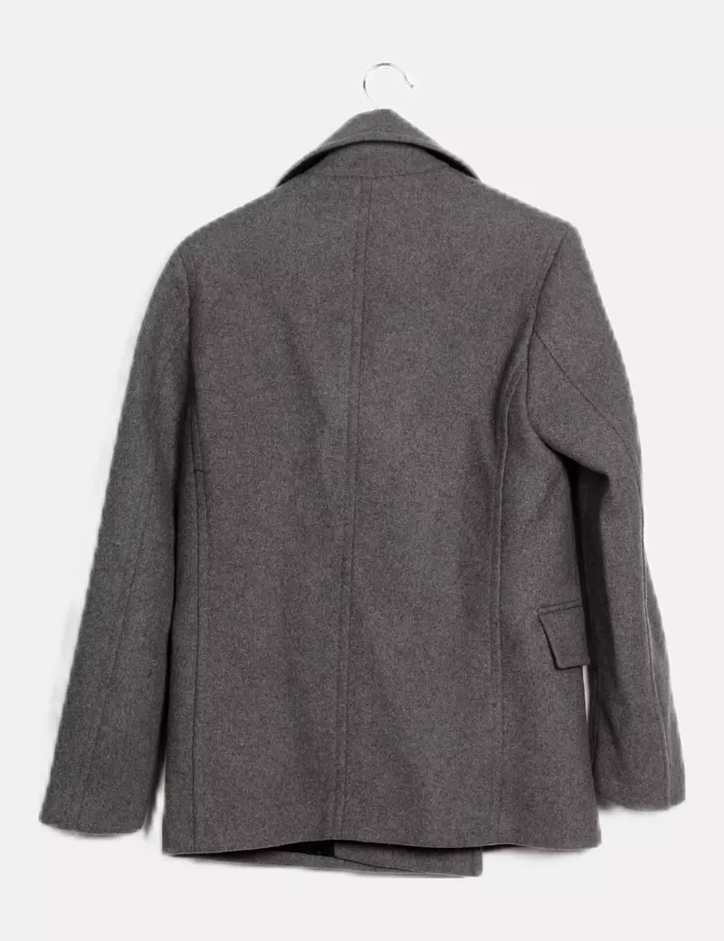 Mango Short Grey Wool Coat