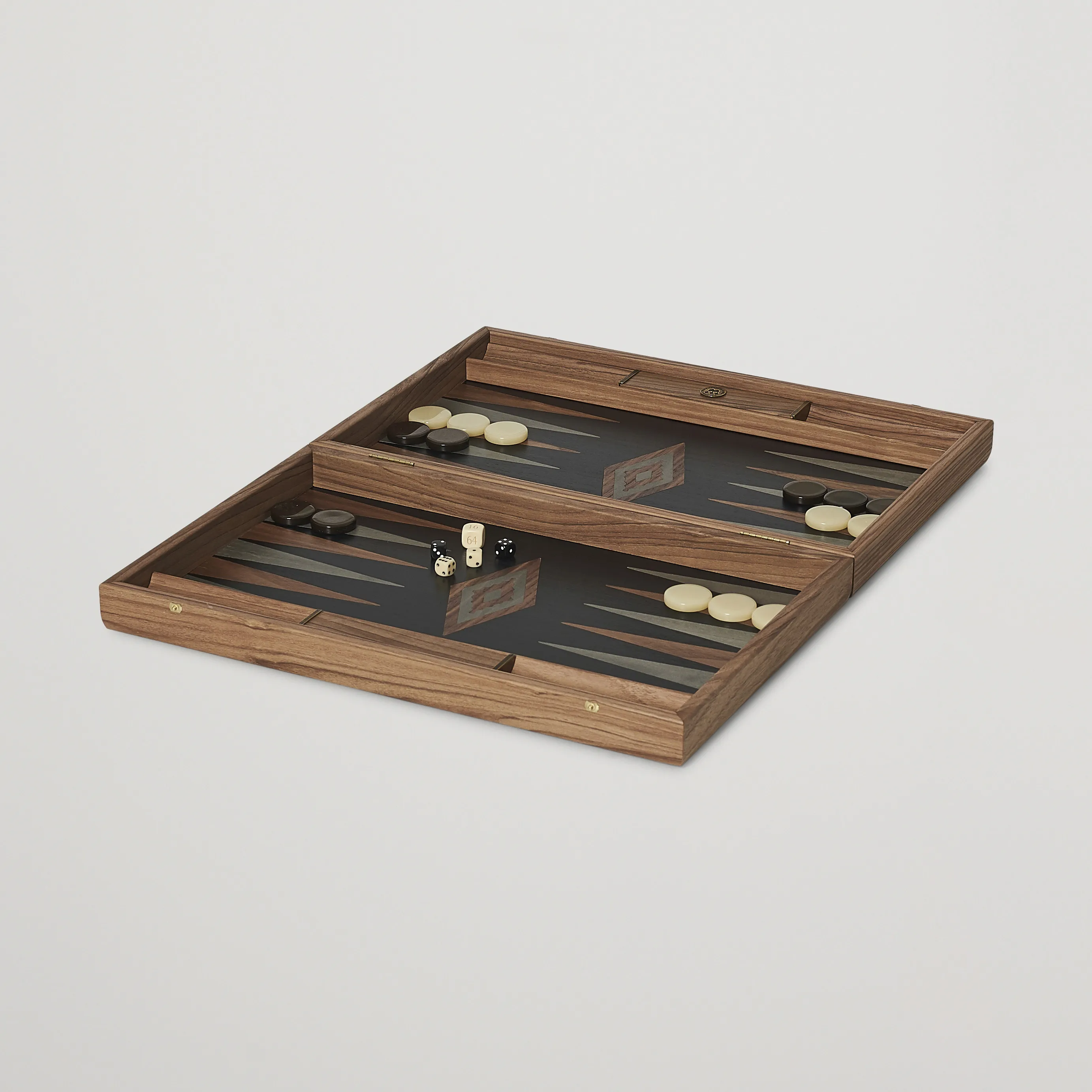 Large Backgammon Walnut & Black Oak Manopoulos