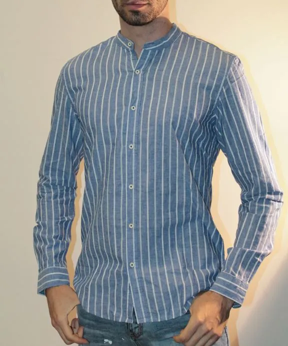 MAO COLLAR SHIRT, LOWCOST 5371 BLUE, AFFORDABLE FASHION.