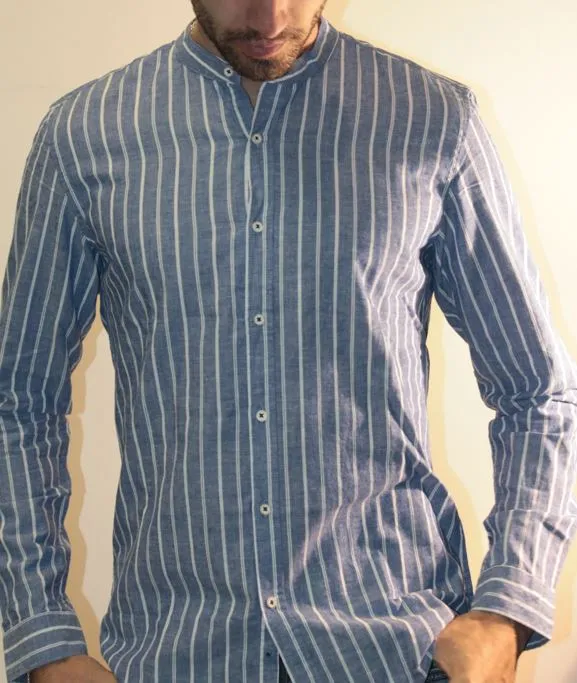 MAO COLLAR SHIRT, LOWCOST 5371 BLUE, AFFORDABLE FASHION.