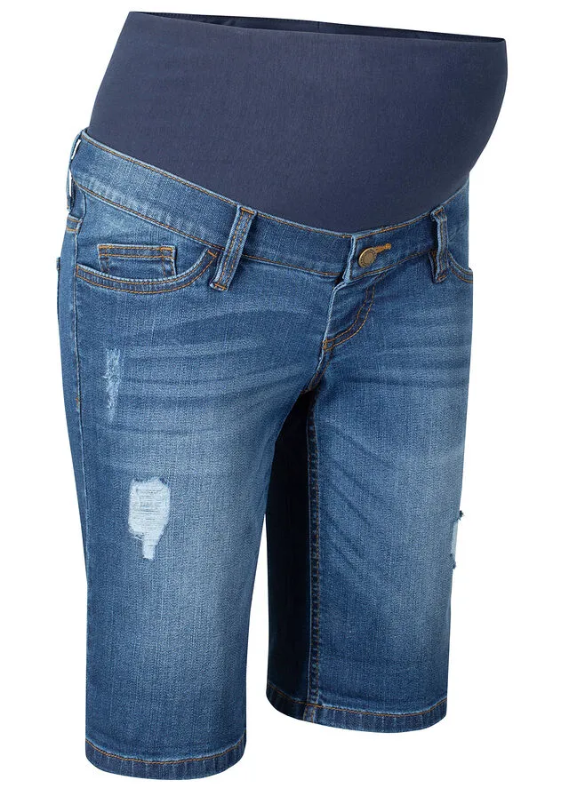 Maternity Blue Denim Bermuda Shorts