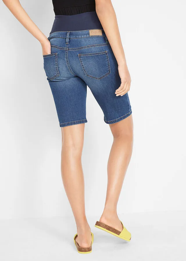 Maternity Blue Denim Bermuda Shorts