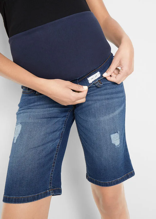Maternity Blue Denim Bermuda Shorts