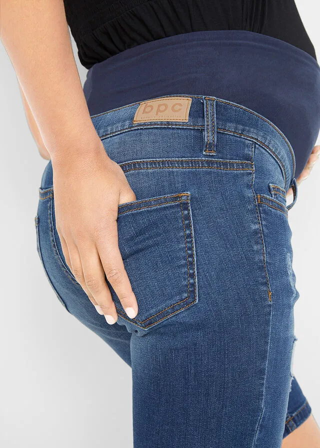 Maternity Blue Denim Bermuda Shorts