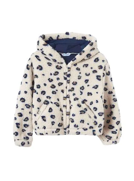 Mayoral Beige Kangaroo Fleece Coat for Girls