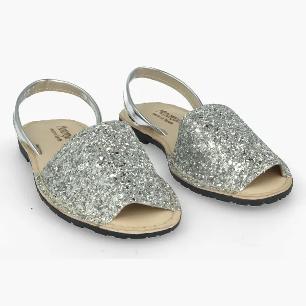Shiny Silver Women's Air Mod Menorcan Sandals