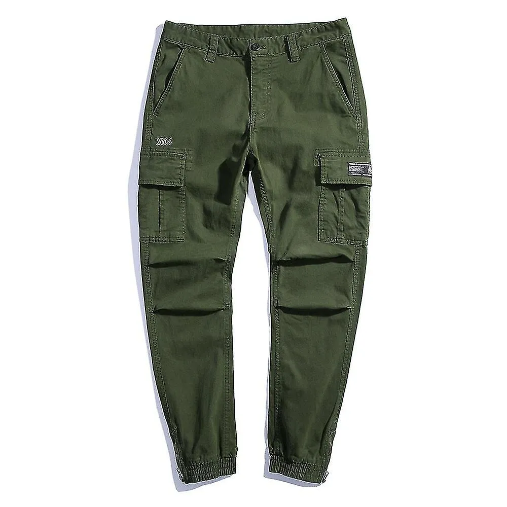 MEN'S COTTON DENIM CARGO PANTS  BLACK & KHAKI TACTICAL WORK JOGGERS FOR SPRING
