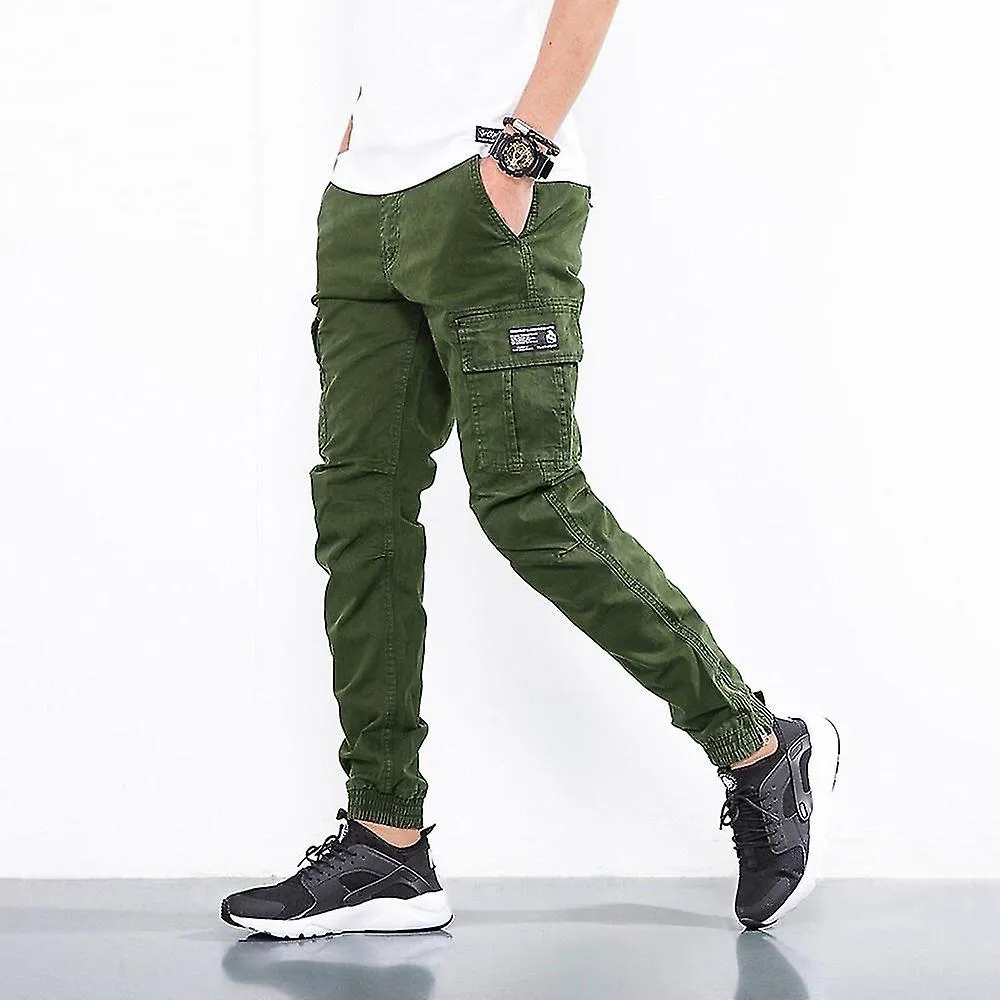 MEN'S COTTON DENIM CARGO PANTS  BLACK & KHAKI TACTICAL WORK JOGGERS FOR SPRING