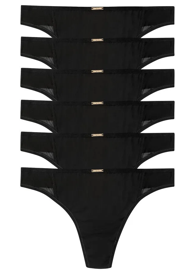 MICROFIBER THONG FROM FEEL COMFORT SERIES (6 PACK)  BLACK.