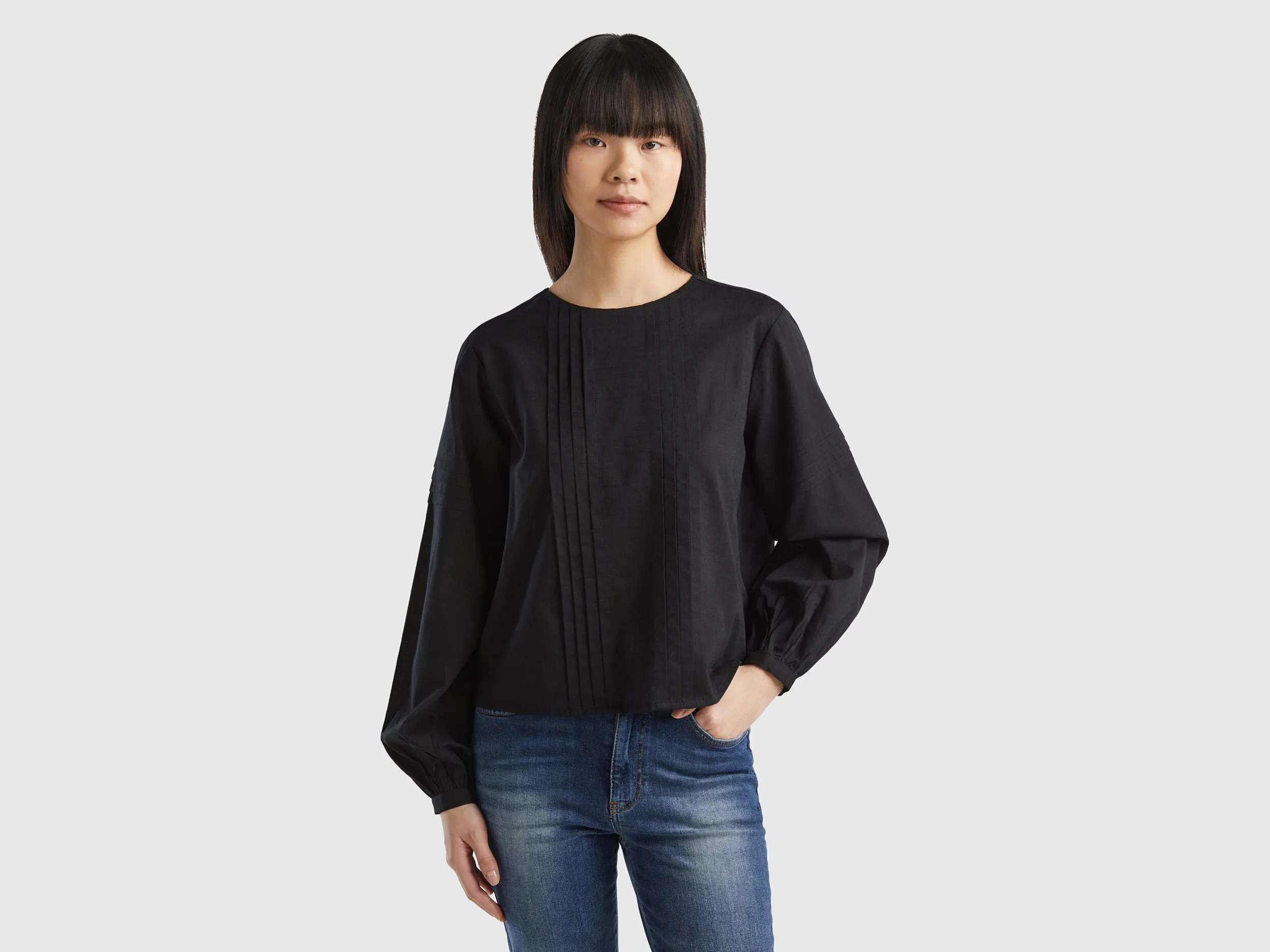Mixed viscose pleated blouse