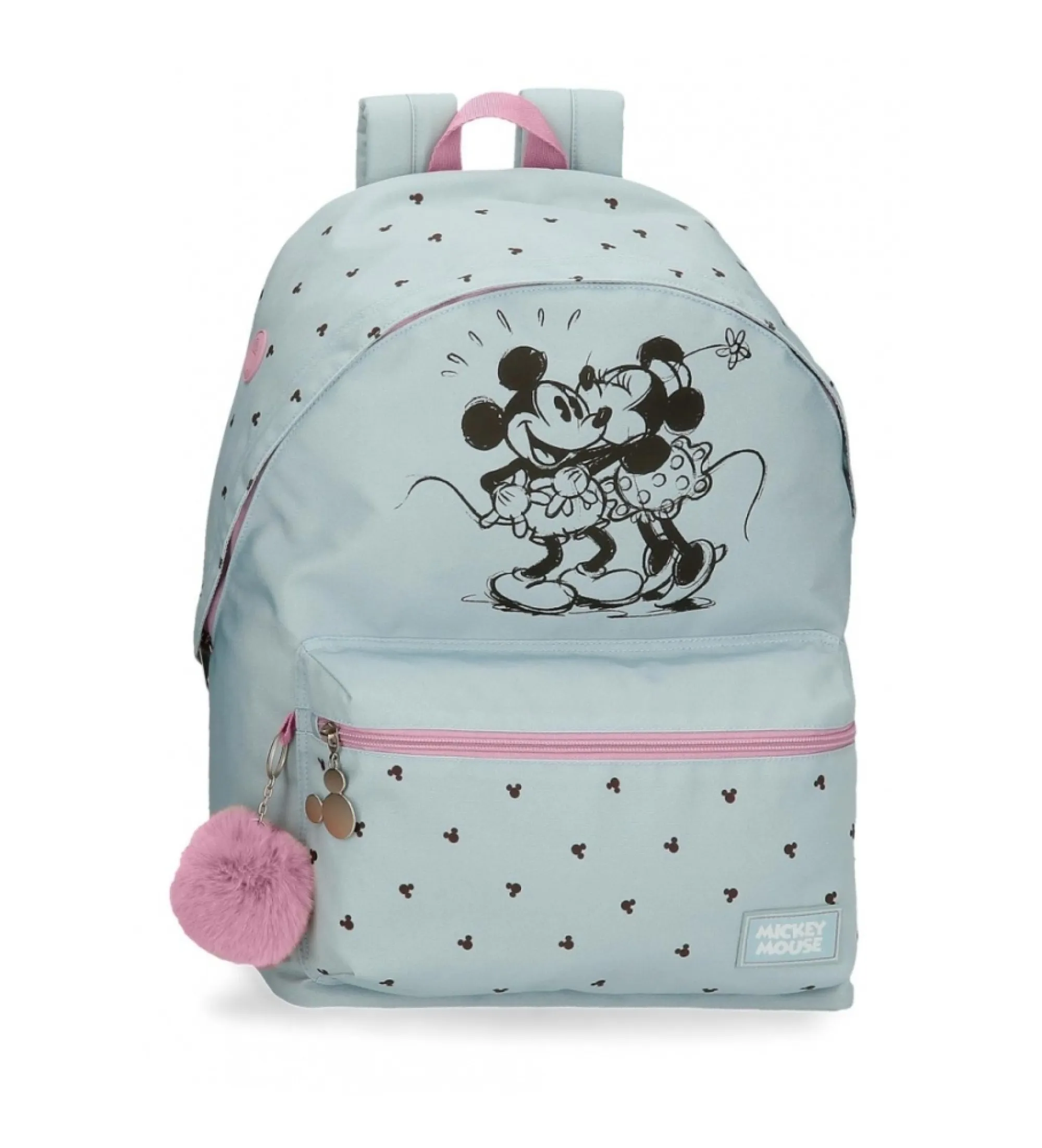 Mickey and Minnie Kisses School Backpack with Laptop Compartment Blue