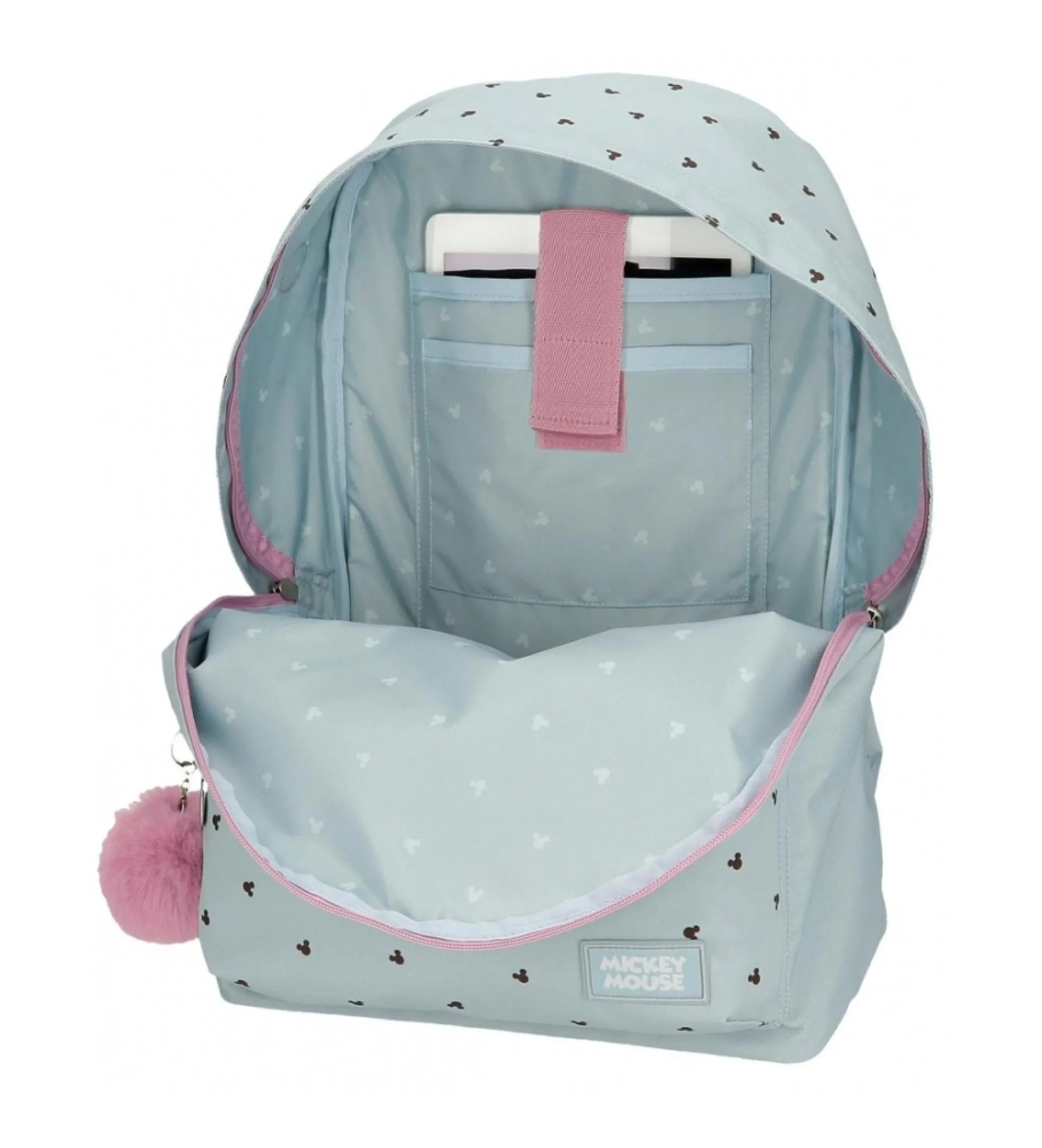Mickey and Minnie Kisses School Backpack with Laptop Compartment Blue