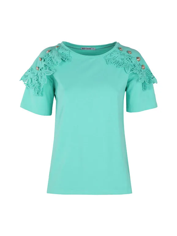 Women's Embroidered Macramé Shirt