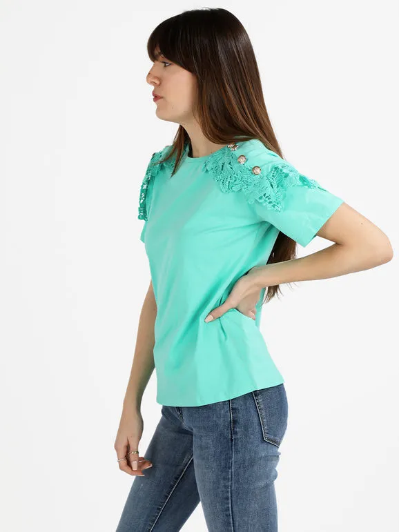 Women's Embroidered Macramé Shirt