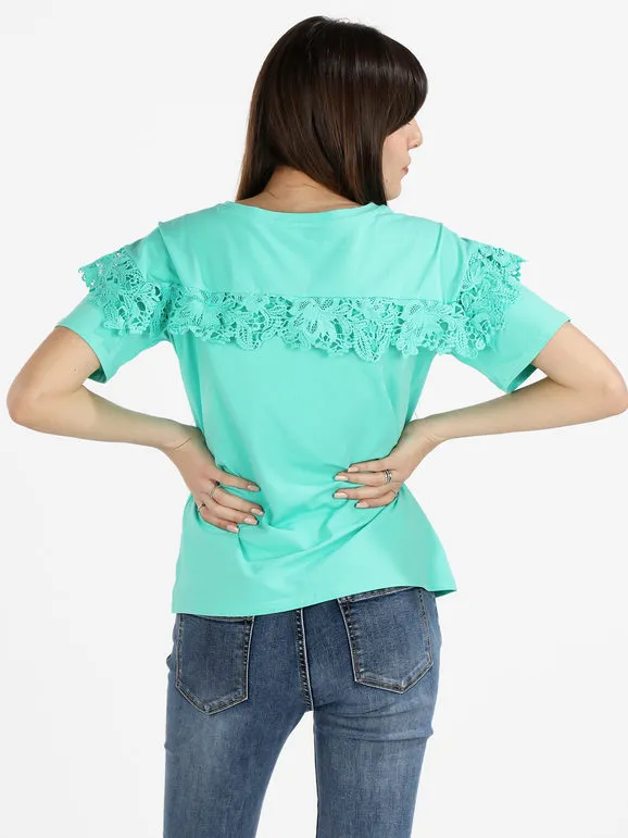 Women's Embroidered Macramé Shirt