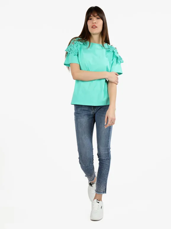 Women's Embroidered Macramé Shirt