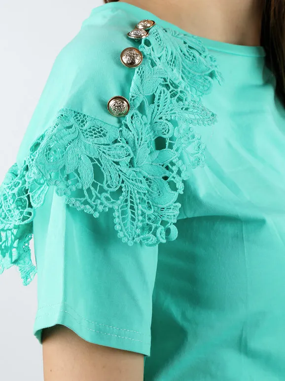 Women's Embroidered Macramé Shirt