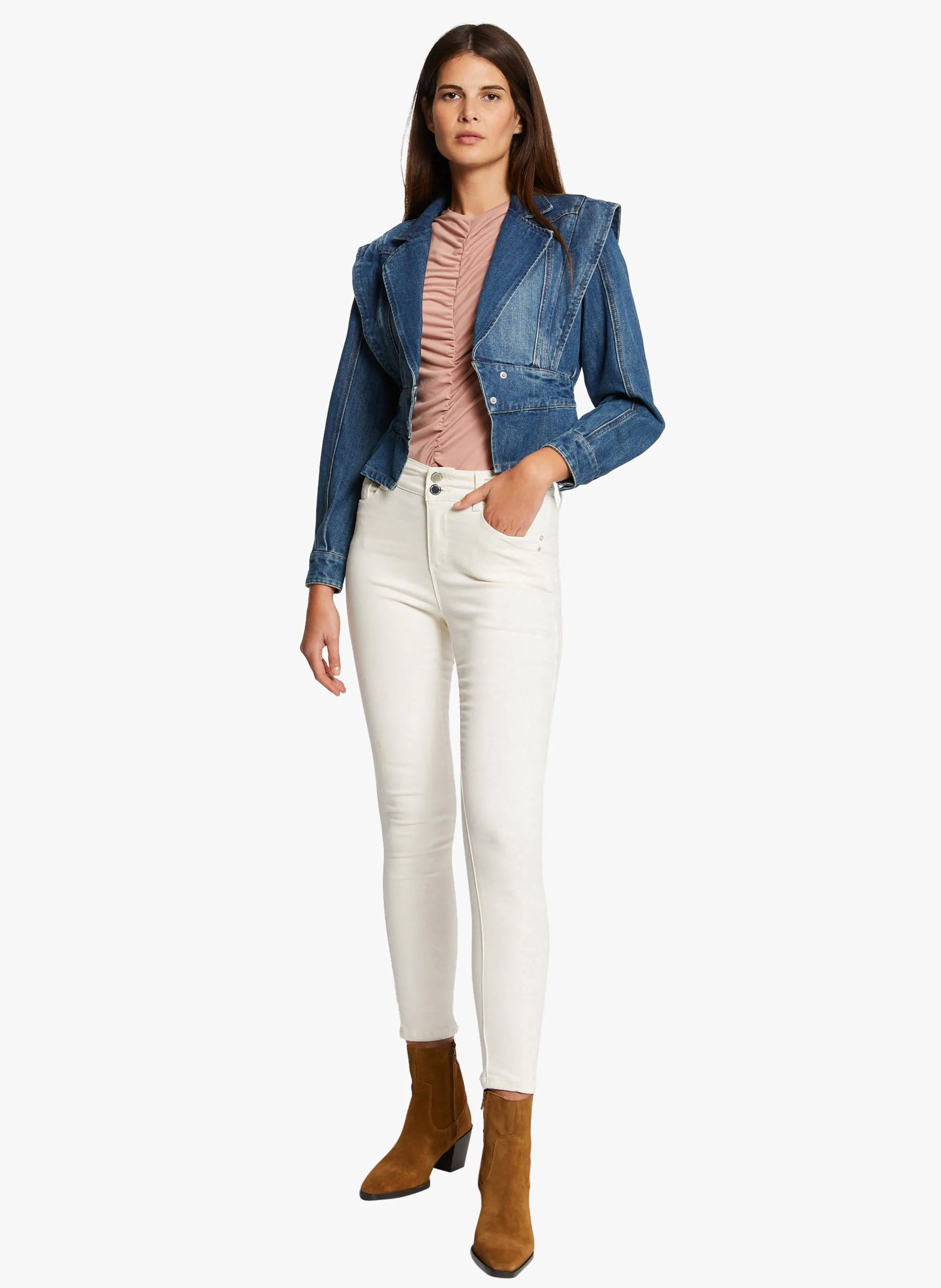 MORGAN PALIX1  PANTALóN SLIM DE MEZCLA DE ALGODóN EN BEIGE