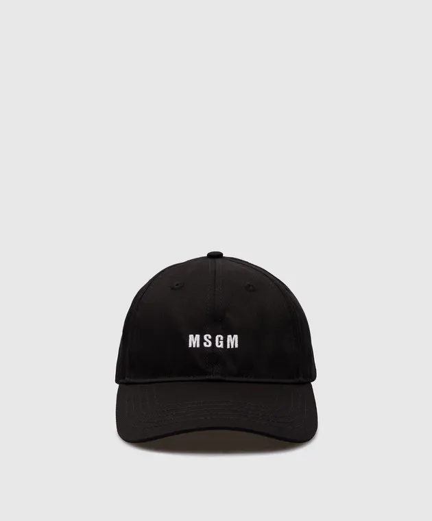 MSGM Black Logo Embroidered Cap