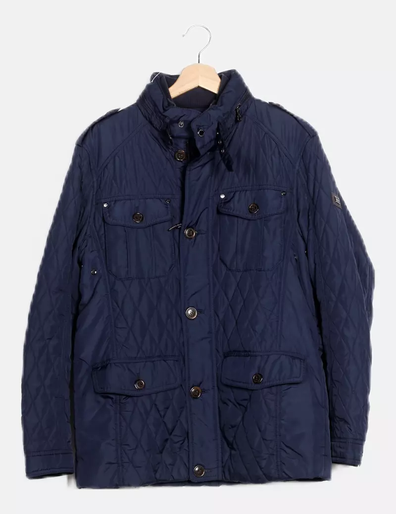 Navy blue coat with pockets by Pedro del Hierro
