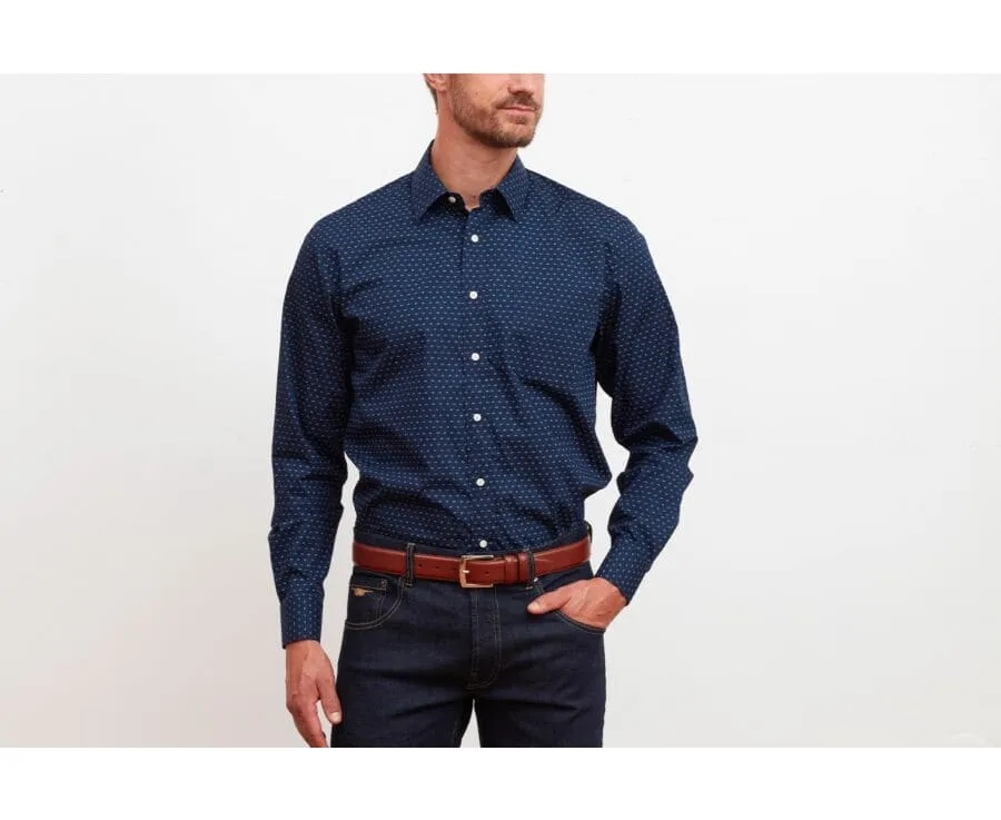 NAVY BLUE PATTERNED SHIRT  LÉOPHILE