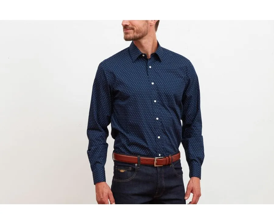 NAVY BLUE PATTERNED SHIRT  LÉOPHILE