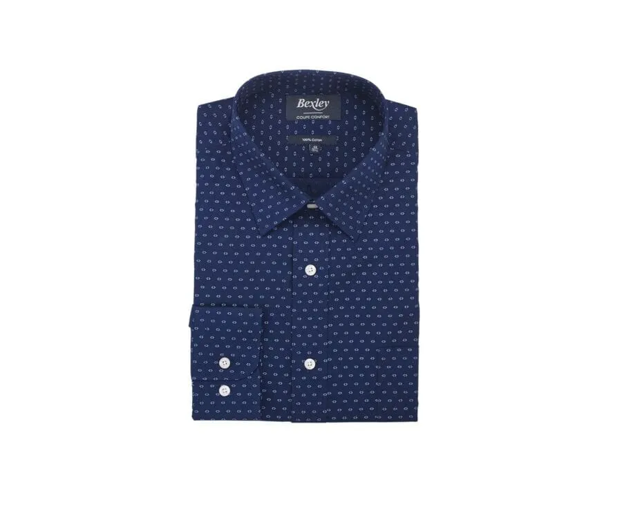 NAVY BLUE PATTERNED SHIRT  LÉOPHILE