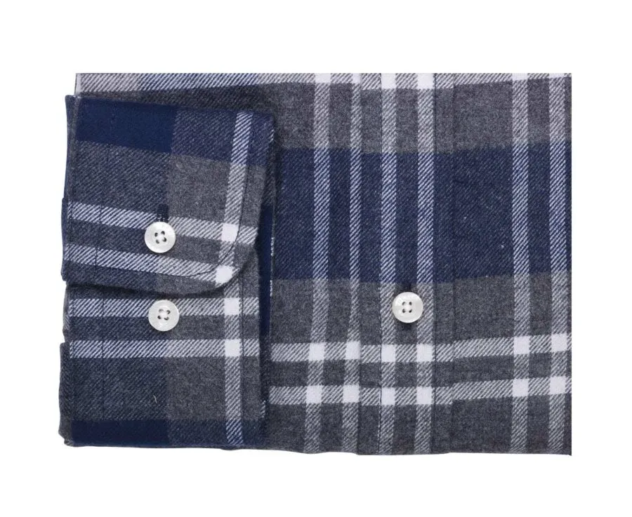 NAVY FLANNEL SHIRT WITH GREY AND WHITE CHECKS  FORESTER