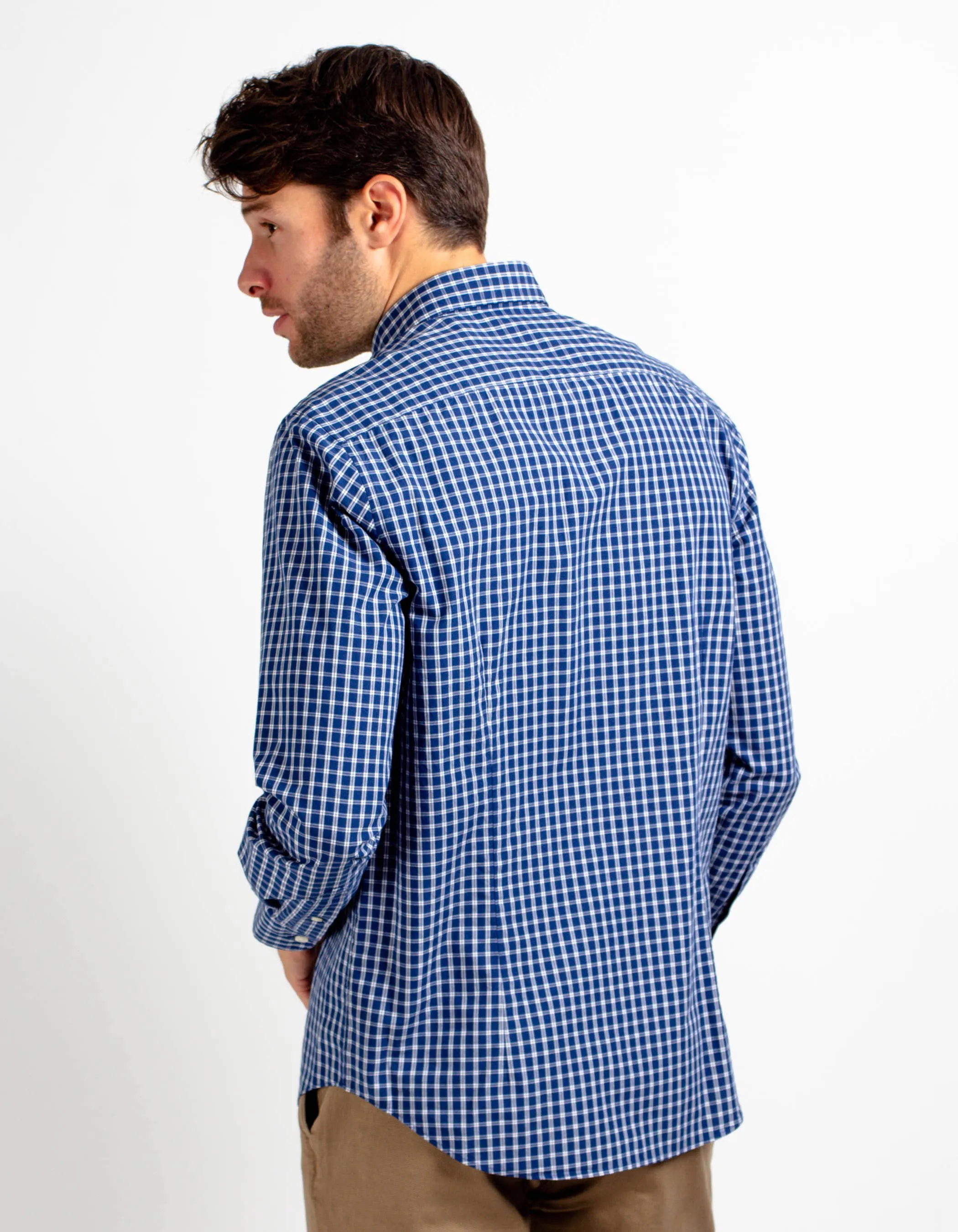 Navy plaid shirt