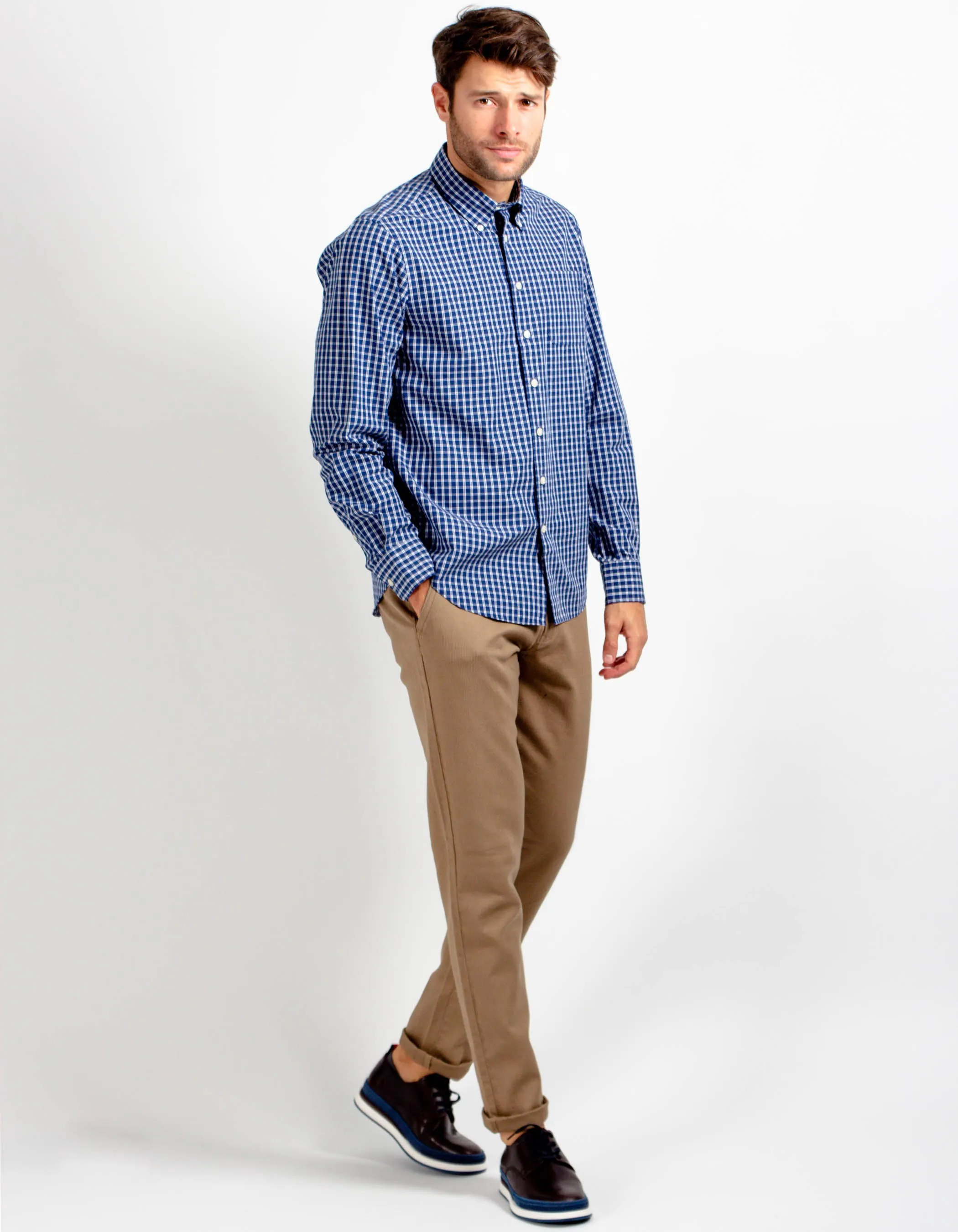 Navy plaid shirt