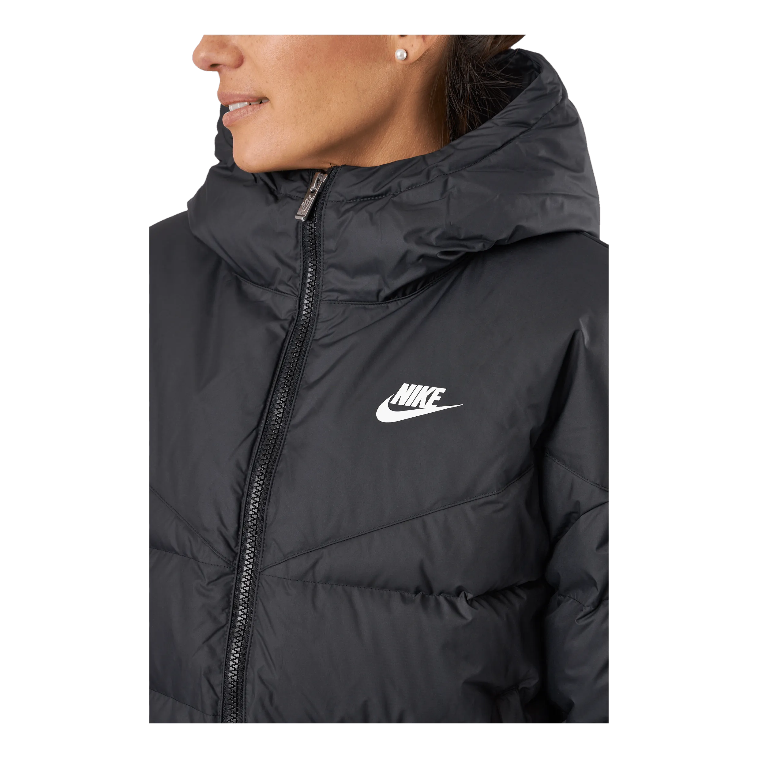 Nike W Nsw Sf Dwn Wr Hd Jkt Black Black White
