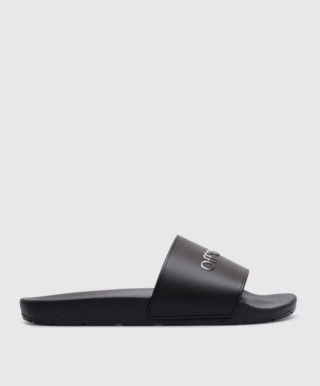 BLACK SLIDERS WITH TEXTURED LOGO BY OFFWHITE