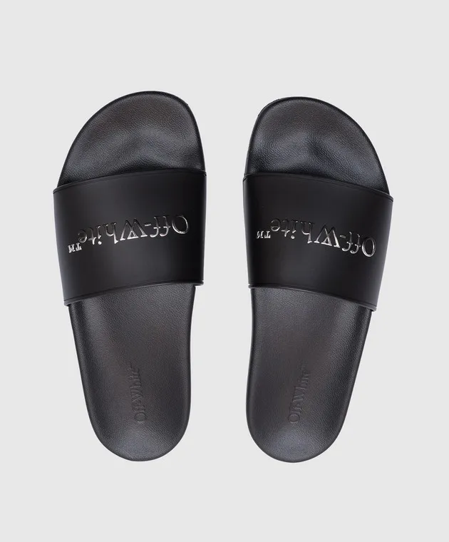 BLACK SLIDERS WITH TEXTURED LOGO BY OFFWHITE