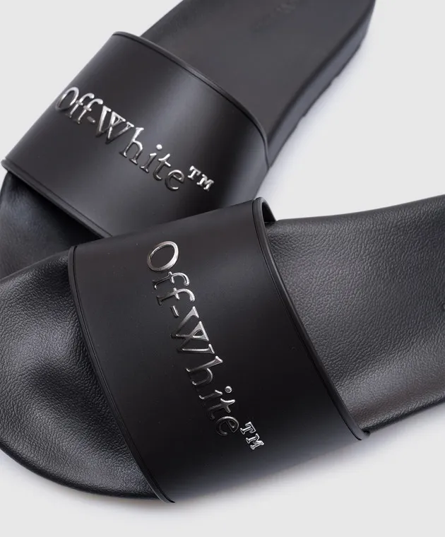 BLACK SLIDERS WITH TEXTURED LOGO BY OFFWHITE