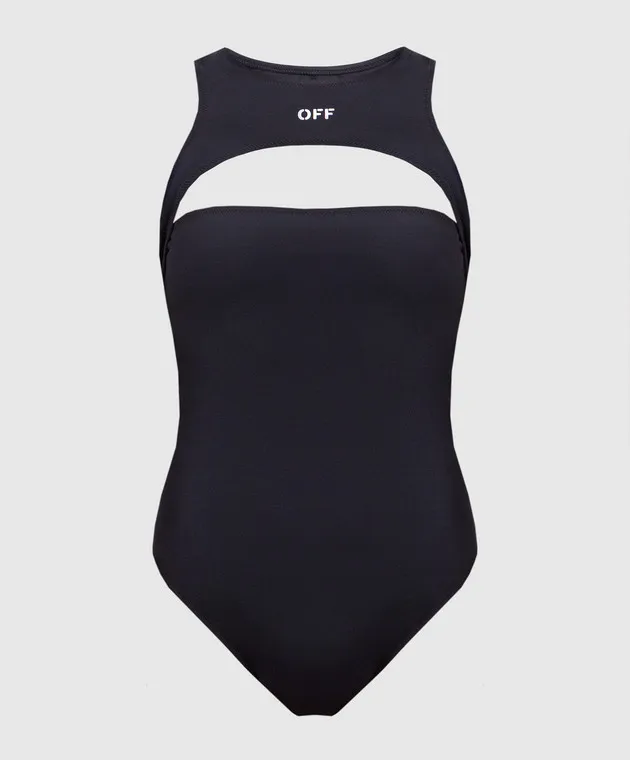 BLACK SWIMSUIT WITH LOGO PRINT BY OFFWHITE