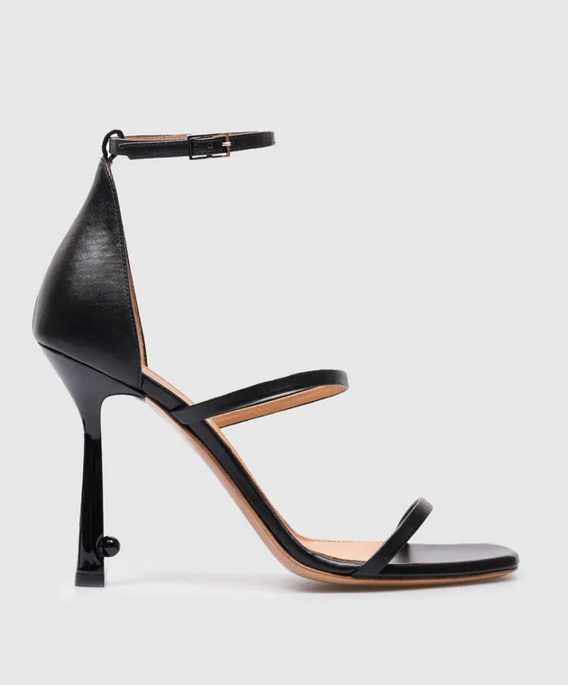 OFFWHITE LOLLIPOP BLACK LEATHER SANDALS FOR WOMEN
