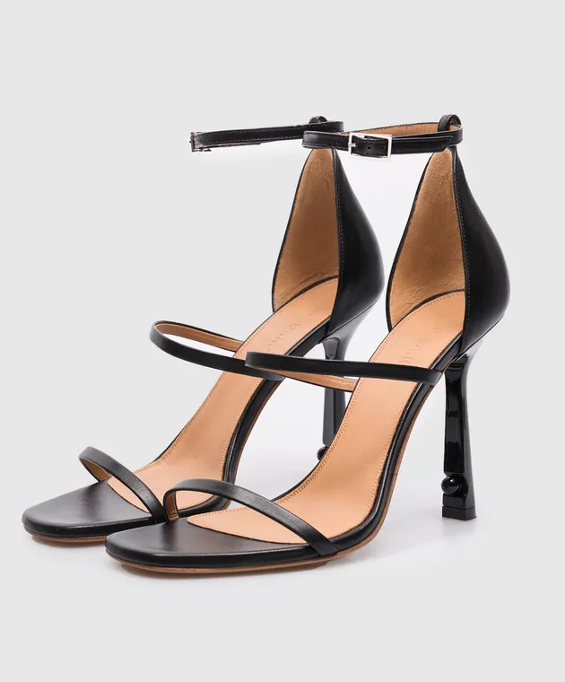OFFWHITE LOLLIPOP BLACK LEATHER SANDALS FOR WOMEN