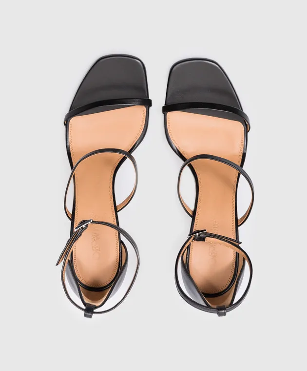 OFFWHITE LOLLIPOP BLACK LEATHER SANDALS FOR WOMEN