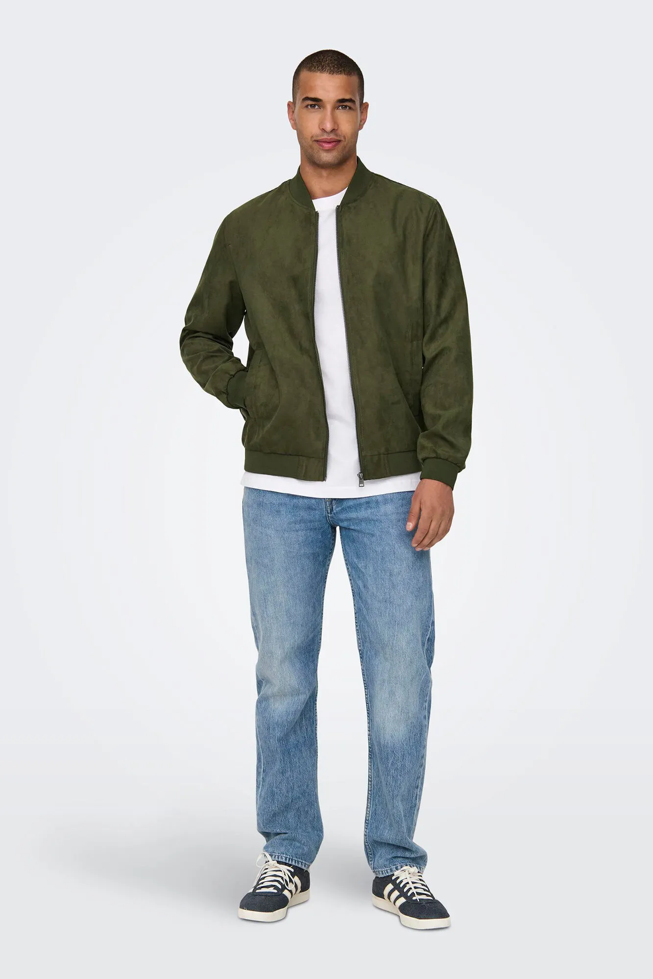 Only and Sons Men's Suede Bomber Jacket