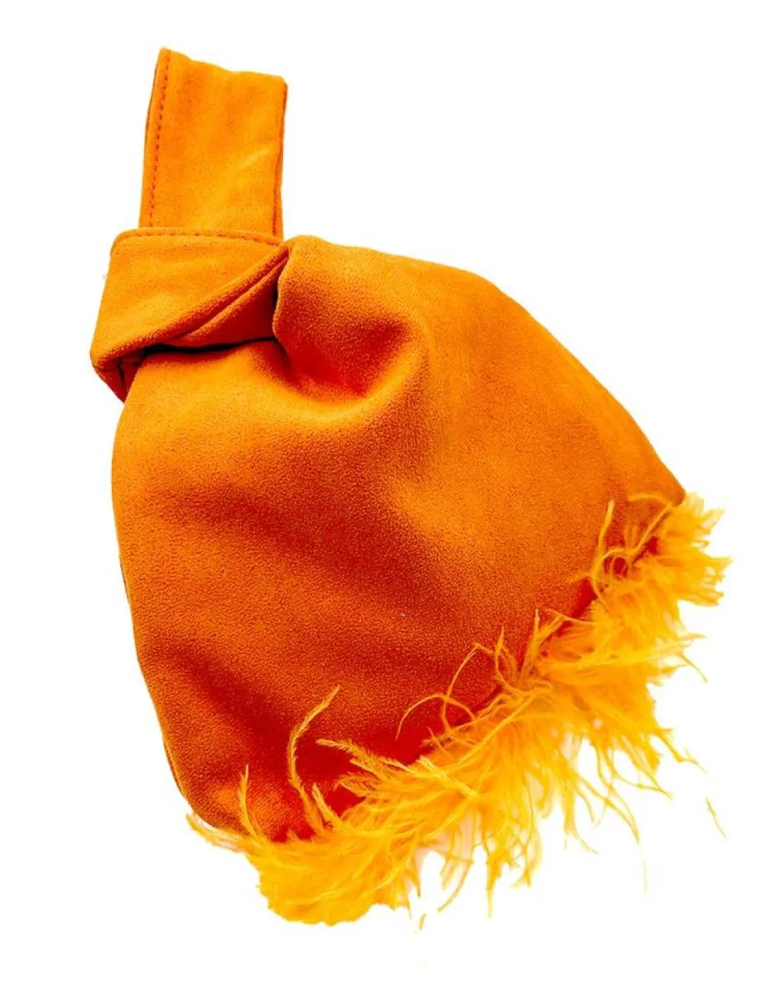 orange feather knot style wedding bags